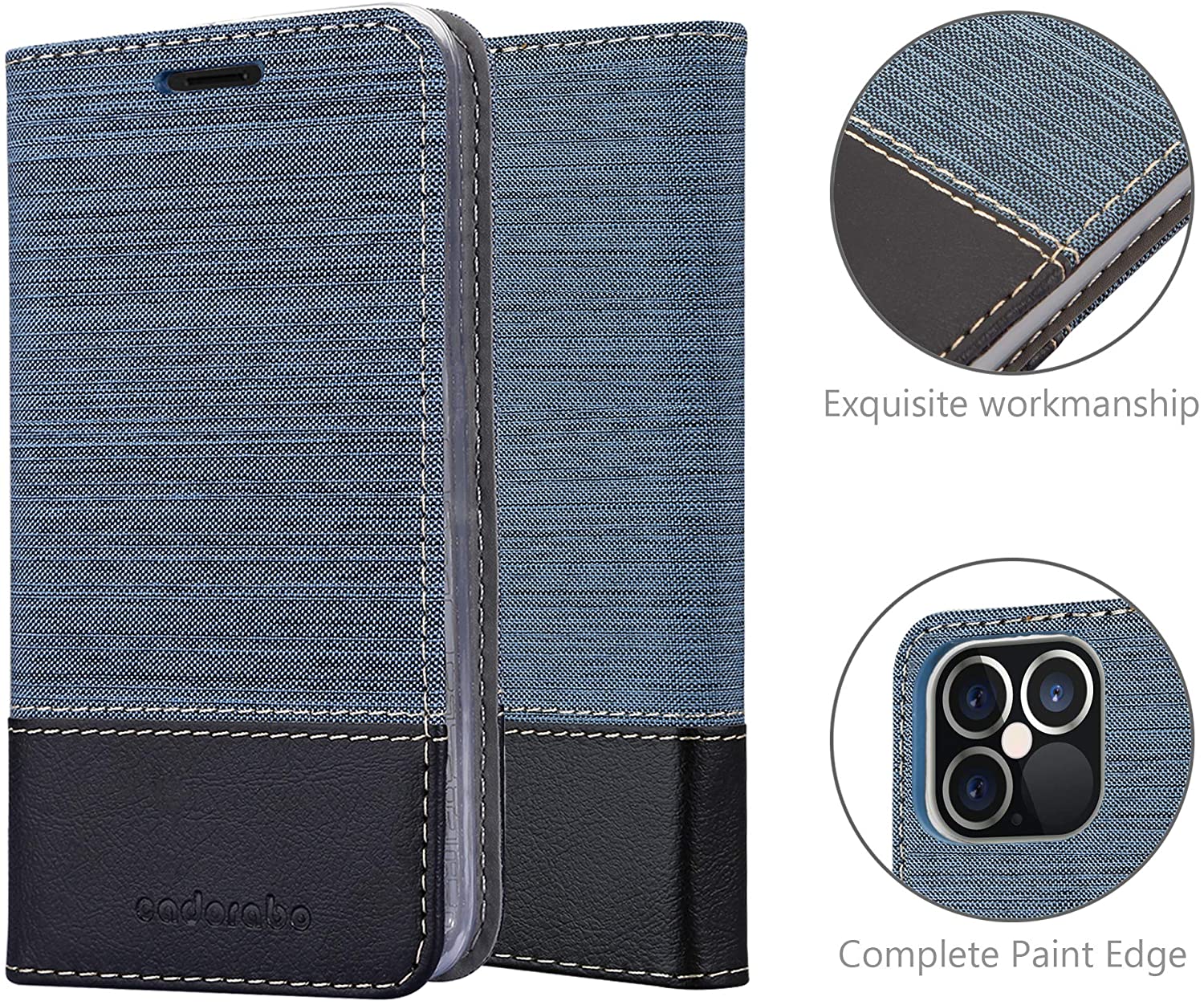 Cadorabo iPhone 12 Pro Max Θήκη Βιβλίο Stand - Dark Blue - Black