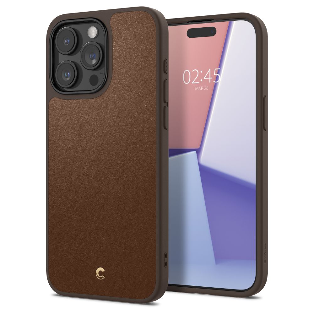 Spigen Cyrill iPhone 15 Pro Kajuk Mag Θήκη με Επένδυση Συνθετικού Δέρματος και MagSafe - Saddle Brown