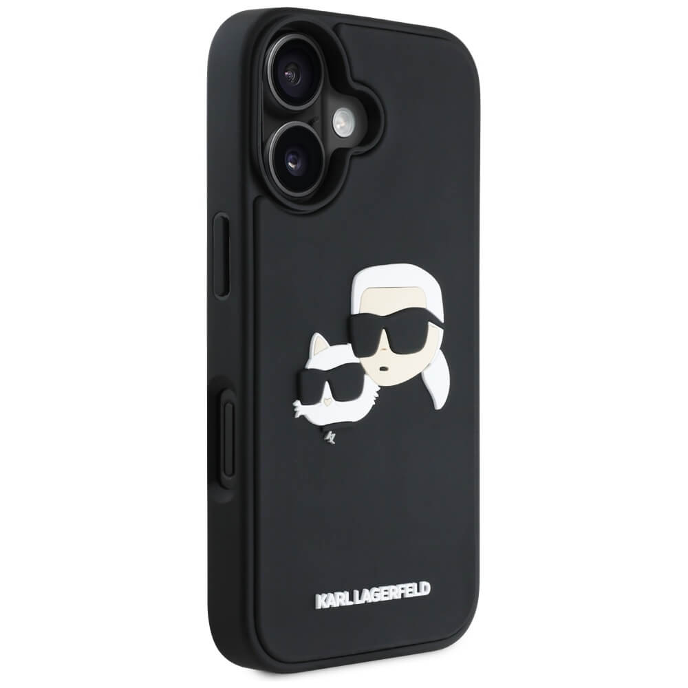 Karl Lagerfeld iPhone 16 - HC 3D Rubber Double Heads - Σκληρή Θήκη με Πλαίσιο Σιλικόνης - Black - KLHCP16SRBCKCHLK