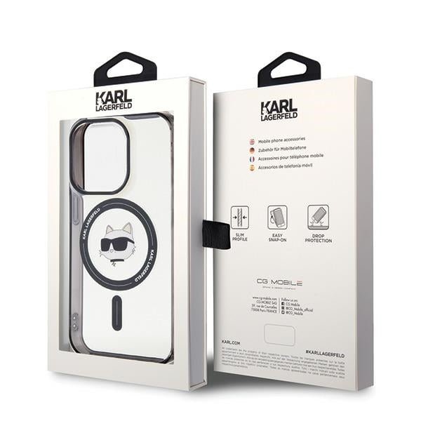 Karl Lagerfeld iPhone 15 Pro - IML Choupette's Head Magsafe Σκληρή Θήκη με Πλαίσιο Σιλικόνης και MagSafe - Διάφανη - KLHMP15LHCHNOTK