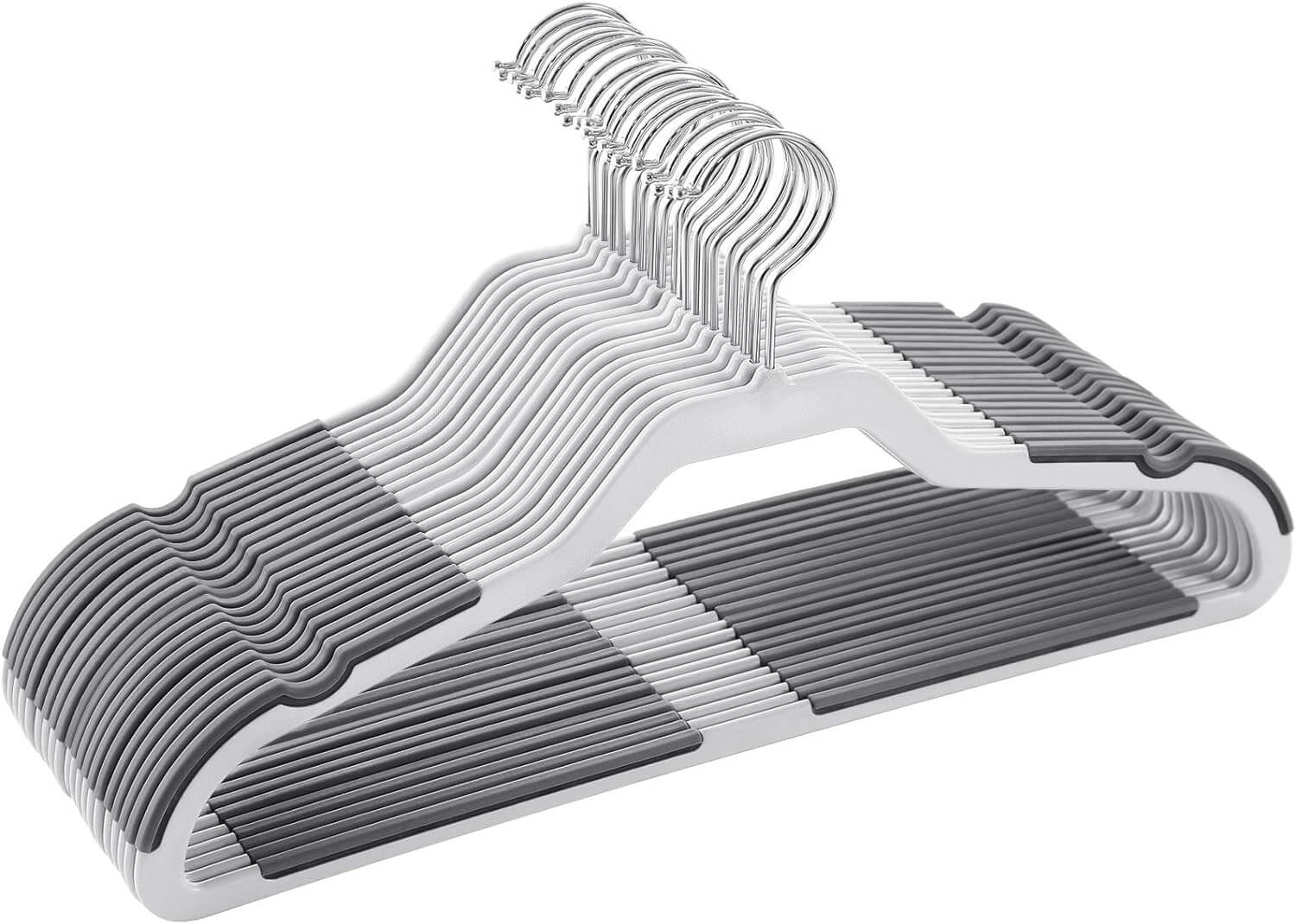 Songmics Σετ με 20 Πλαστικές Αντιολισθητικές Κρεμάστρες Ρούχων - Grey - CRP44G