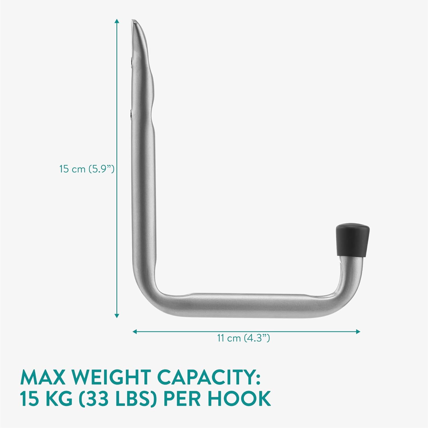 Navaris Σετ με 8 Μεταλλικούς Γάντζους Τοίχου για το Γκαράζ - Grey - 55719.04