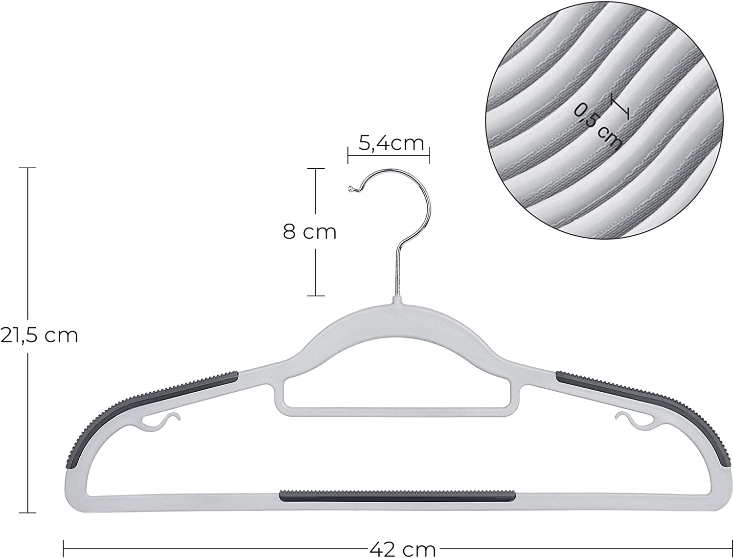 Songmics Σετ με 30 Πλαστικές Αντιολισθητικές Κρεμάστρες Ρούχων - Light Grey / Dark Grey - CRP20G30