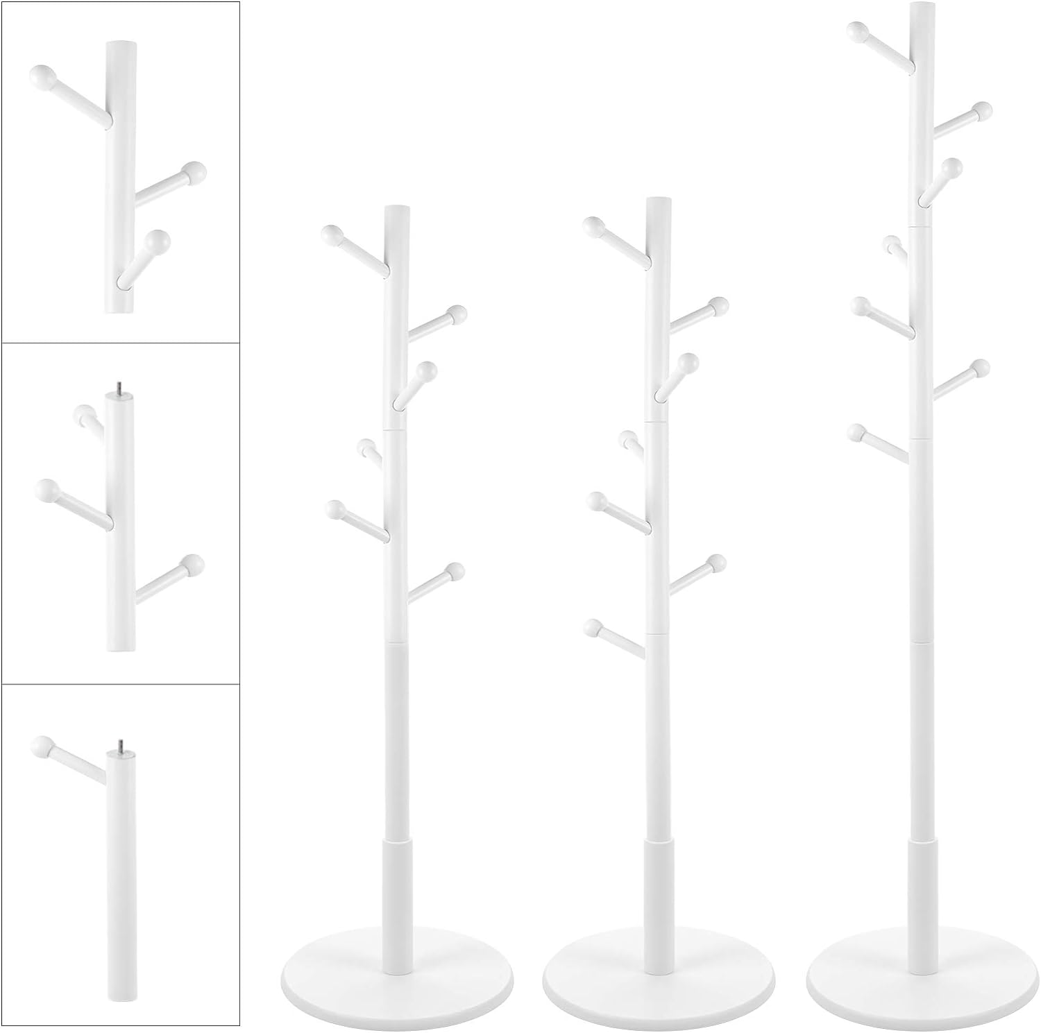 Vasagle Επιδαπέδια Κρεμάστρα με 7 Στρογγυλεμένους Γάντζους - 175 cm - White - RCR07WT