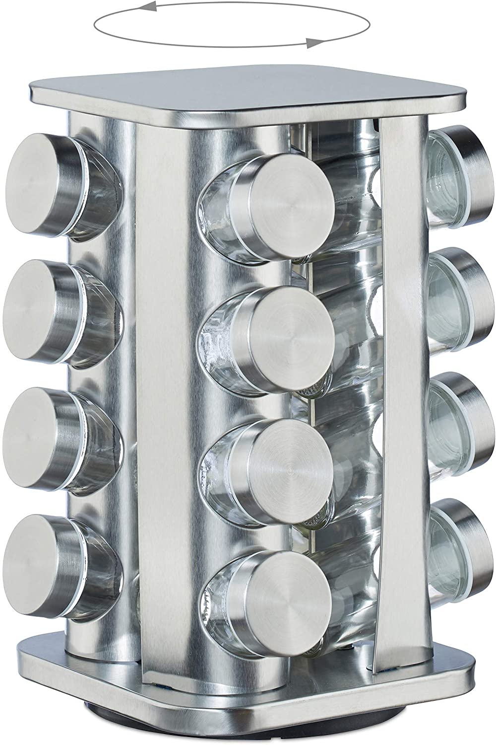 Relaxdays Καρουζέλ Μπαχαρικών με 16 Δοχεία - Silver - 4052025264598