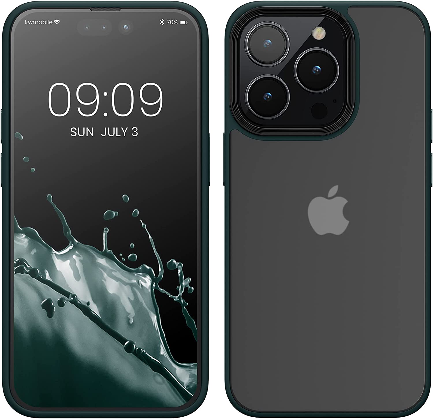 KW iPhone 14 Pro Σκληρή Θήκη με Πλαίσιο Σιλικόνης - Dark Green / Matte Διάφανη - 59091.80