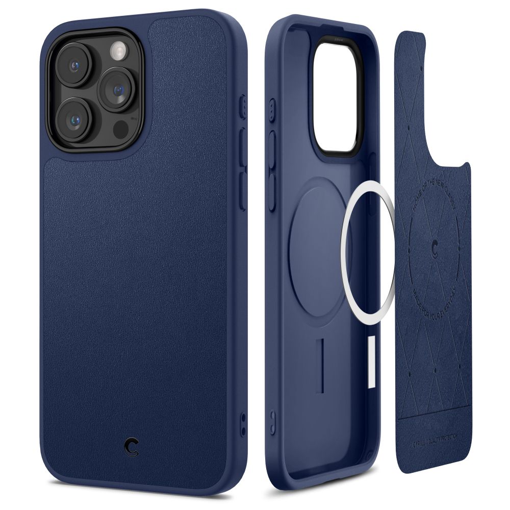 Spigen Cyrill iPhone 15 Pro Kajuk Mag Θήκη με Επένδυση Συνθετικού Δέρματος και MagSafe - Navy Blue