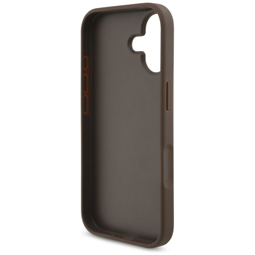 Guess iPhone 17 - 4G Big Logo - Σκληρή Θήκη με Πλαίσιο Σιλικόνης και Επένδυση Συνθετικού Δέρματος - Brown - GUHCP17S4GMGBR