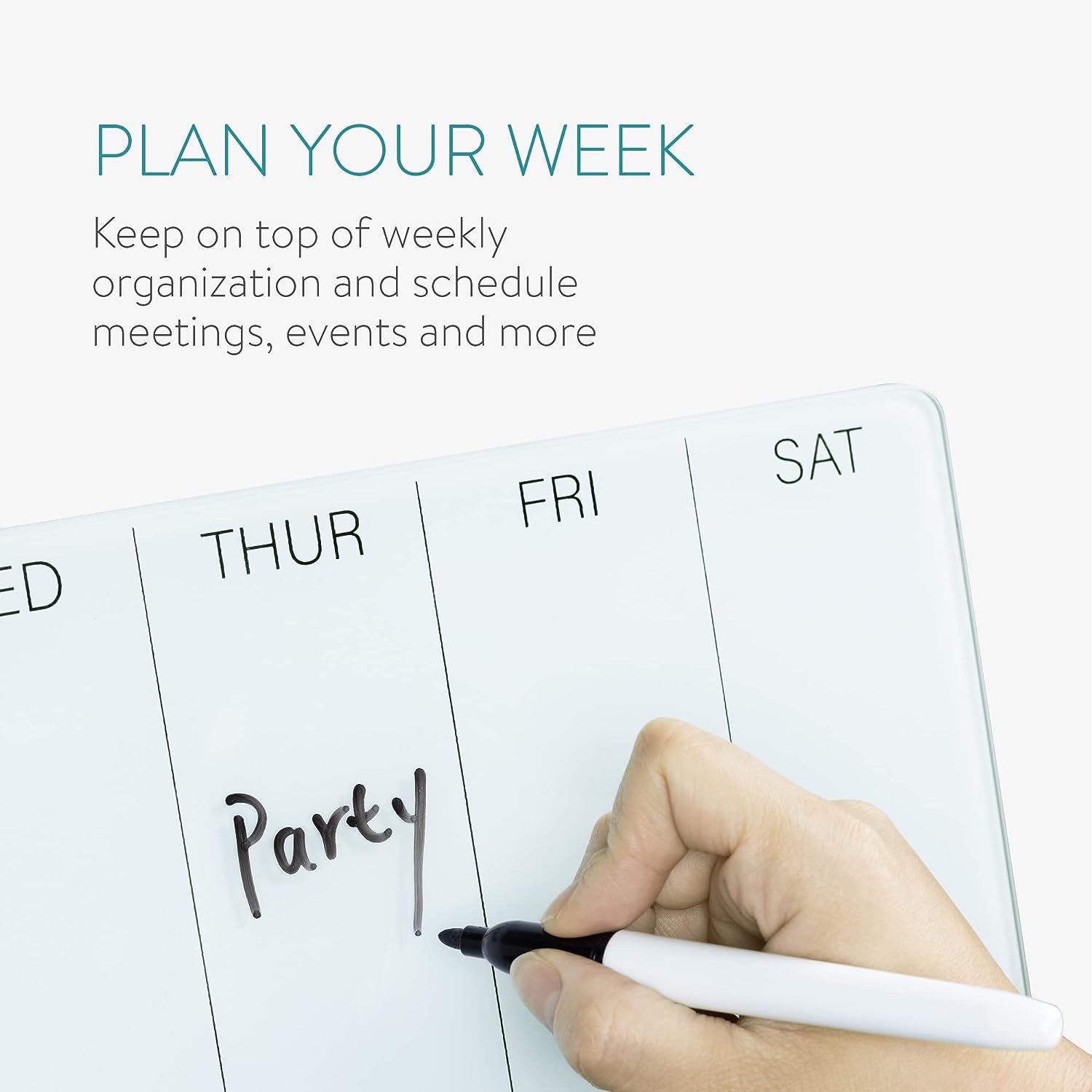 Navaris Επιτραπέζιος Εβδομαδιαίος Γυάλινος Πίνακας Χρονοδιαγράμματος - White - 54819.01