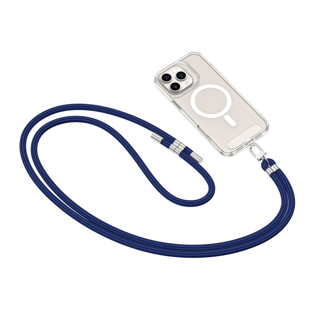 Tech-Protect C7S Rope CrossBody Strap - Universal Λουράκι για Θήκη Κινητού - Navy Blue / Silver