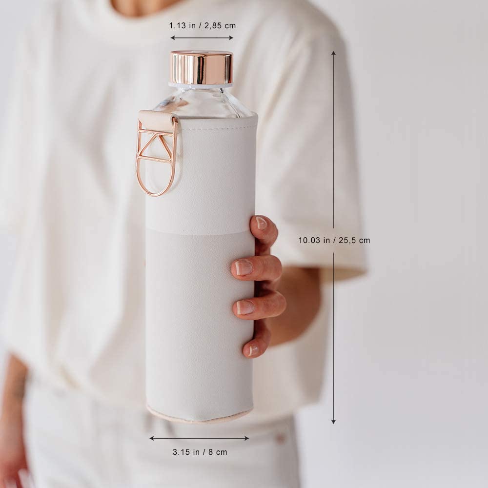 Equa Mismatch Γυάλινο Μπουκάλι Νερού με Θήκη από Δερματίνη - 750ml - Sage / Διάφανο