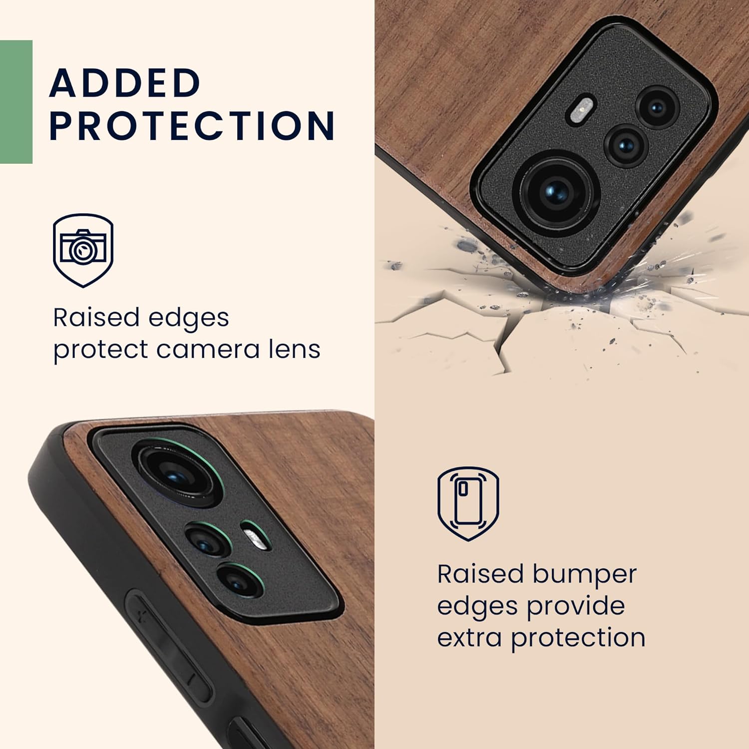 KW Xiaomi Redmi Note 12S Θήκη από Φυσικό Ξύλο - Design Navigational Compass - Dark Brown - 60692.01