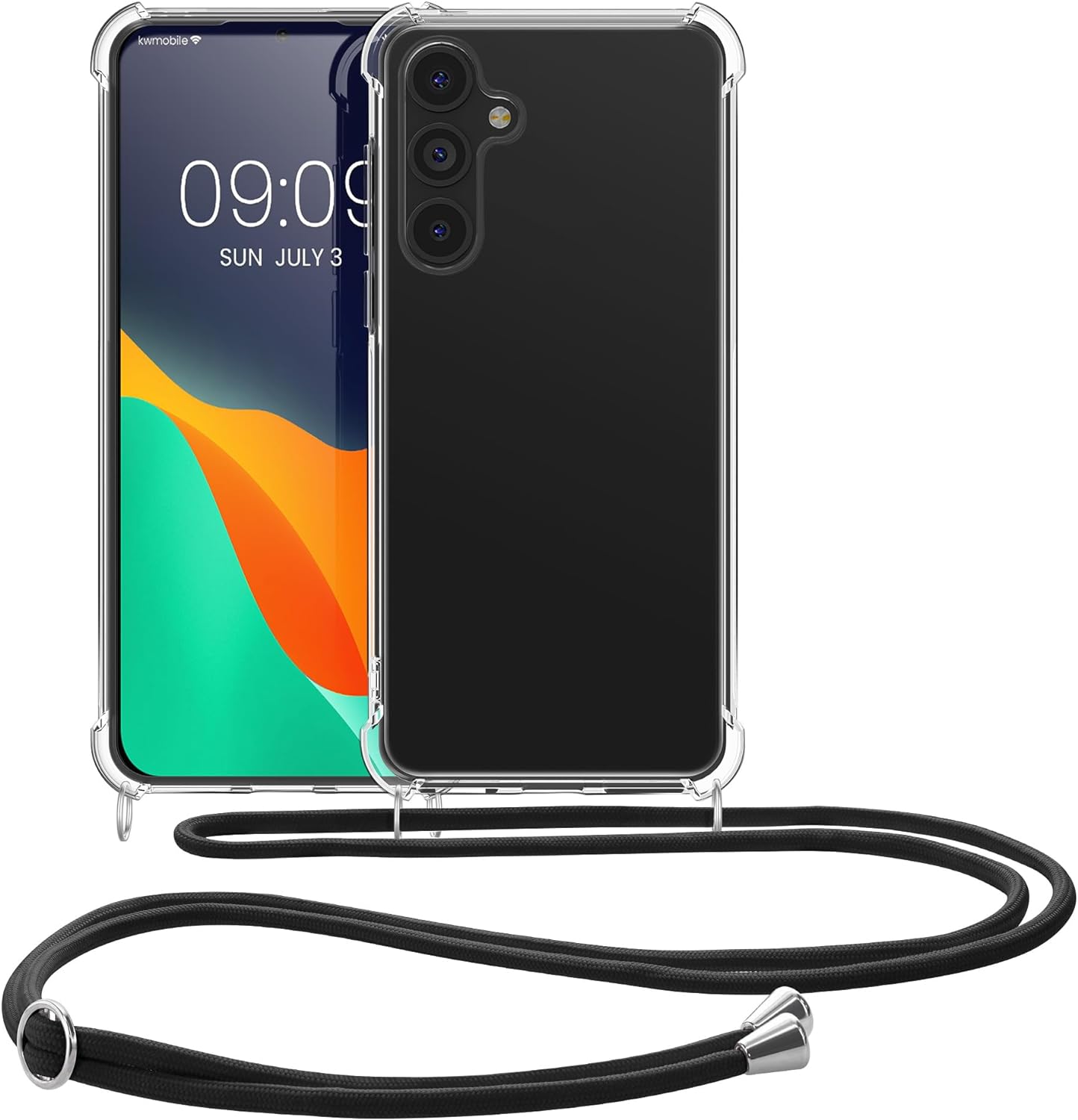 KW Samsung Galaxy S24+ Θήκη Σιλικόνης TPU με Λουράκι - Διάφανη / Black