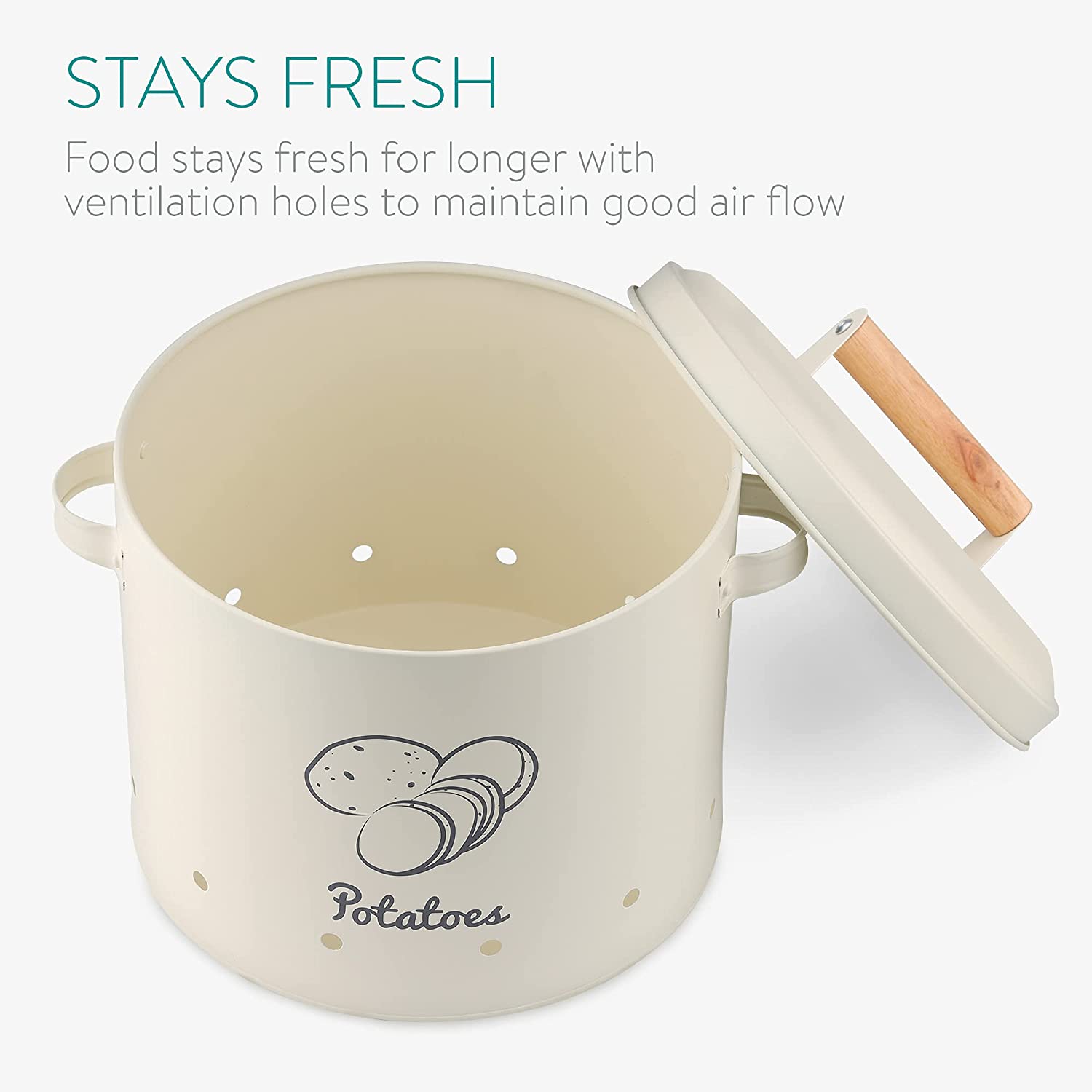 Navaris Σετ με 3 Δοχεία Αποθήκευσης Λαχανικών - Cream - 51525.02.16