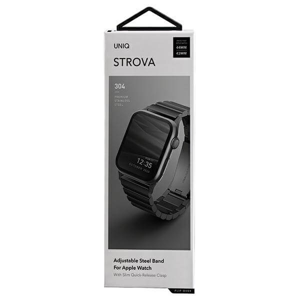 Uniq Λουράκι Apple Watch 2 / 3 / 4 / 5 / 6 / 7 / 8 / 9 / SE / SE 2 / Ultra / Ultra 2 - 42 / 44 / 45 / 49 mm Strova από Ανοξείδωτο Ατσάλι - Midnight Black