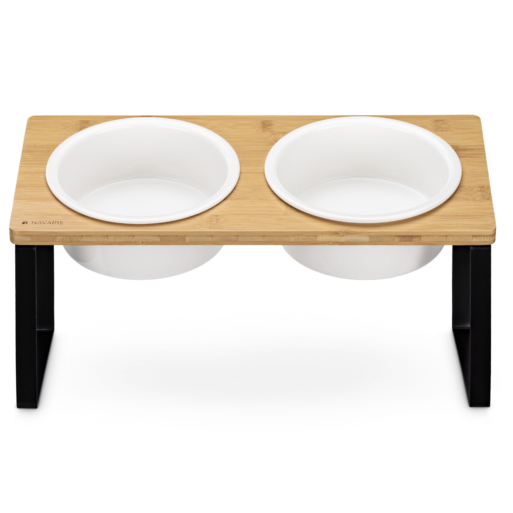 Navaris Ανυψωμένα Μπολ Φαγητού με Βάση για Κατοικίδια - 950 ml - Light Brown / Black - 55228.3