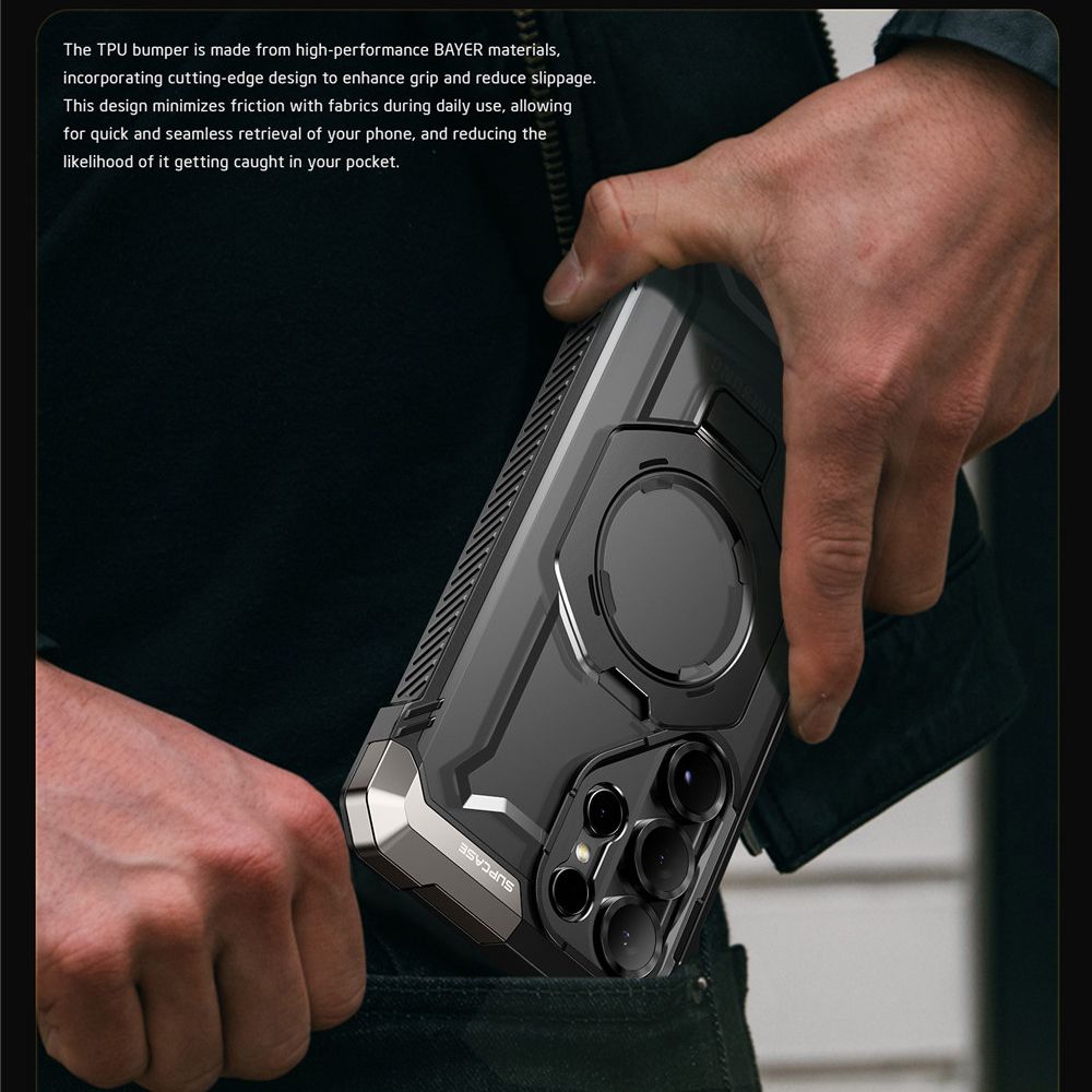 Supcase Samsung Galaxy S25 Ultra UB Grip Mag Σκληρή Θήκη με MagSafe και Stand - Black