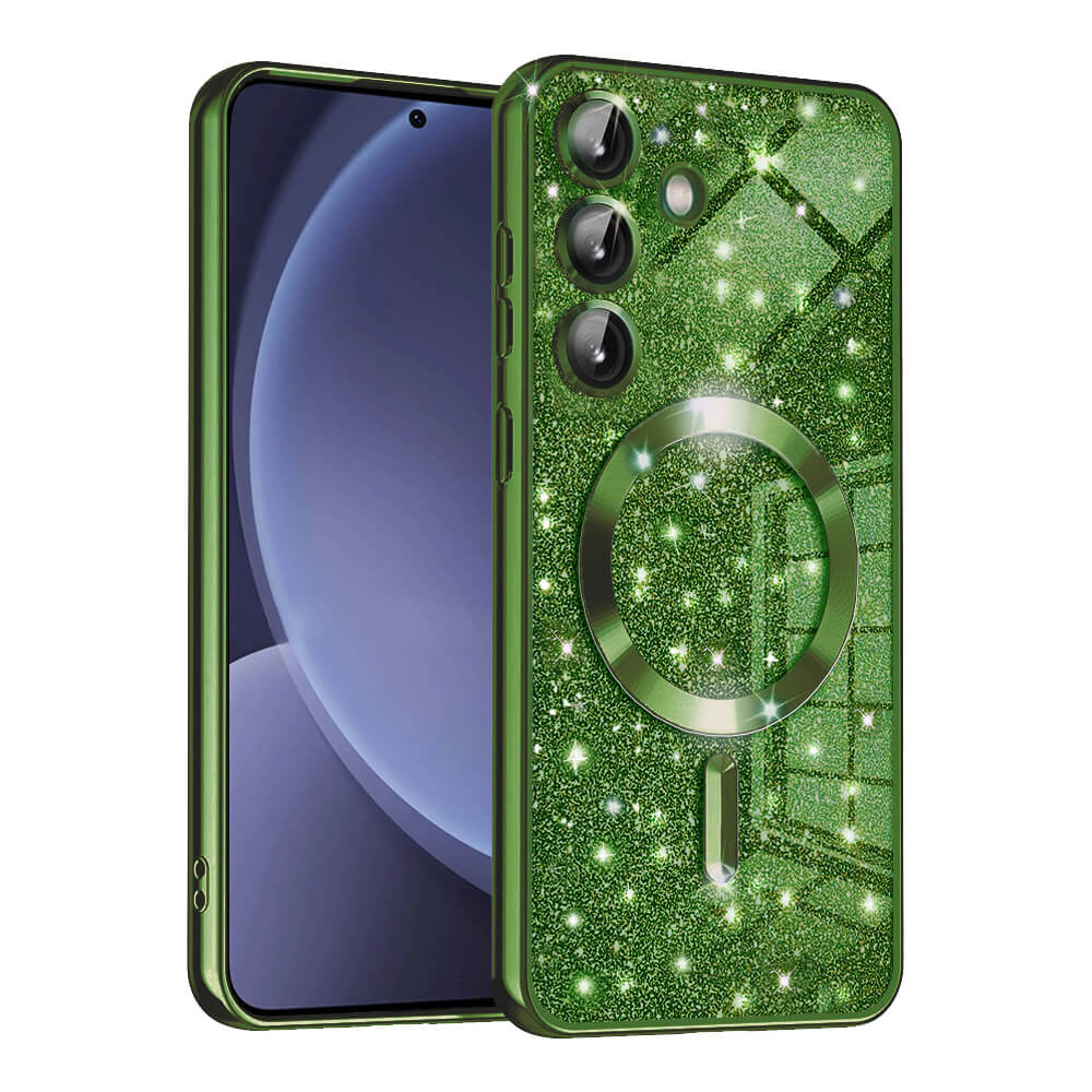 Techsuit Samsung Galaxy S25 Plus - Luxury Glitter MagSafe - Θήκη Σιλικόνης - Deep Green