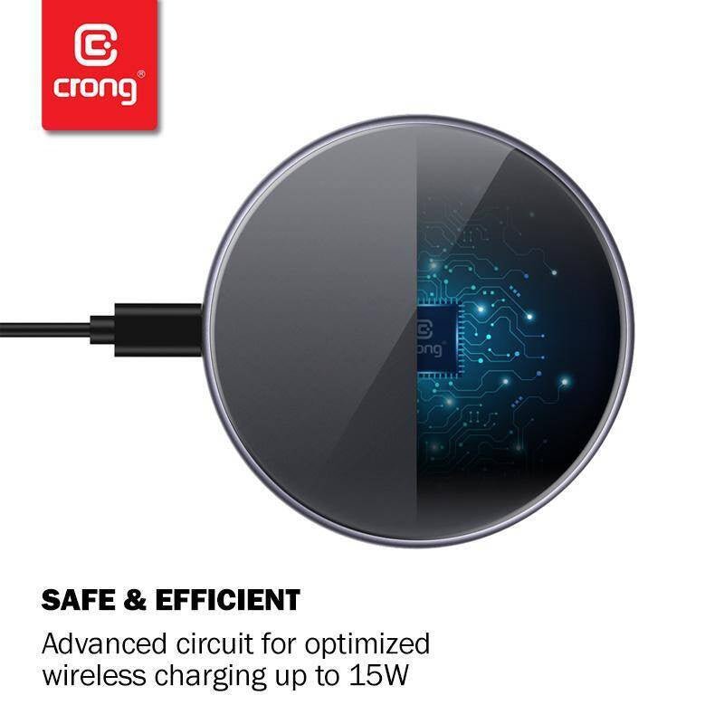 Crong PowerSpot 15W Ασύρματος Φορτιστής Qi με Καλώδιο Type - C σε Type - C - Shadow Black