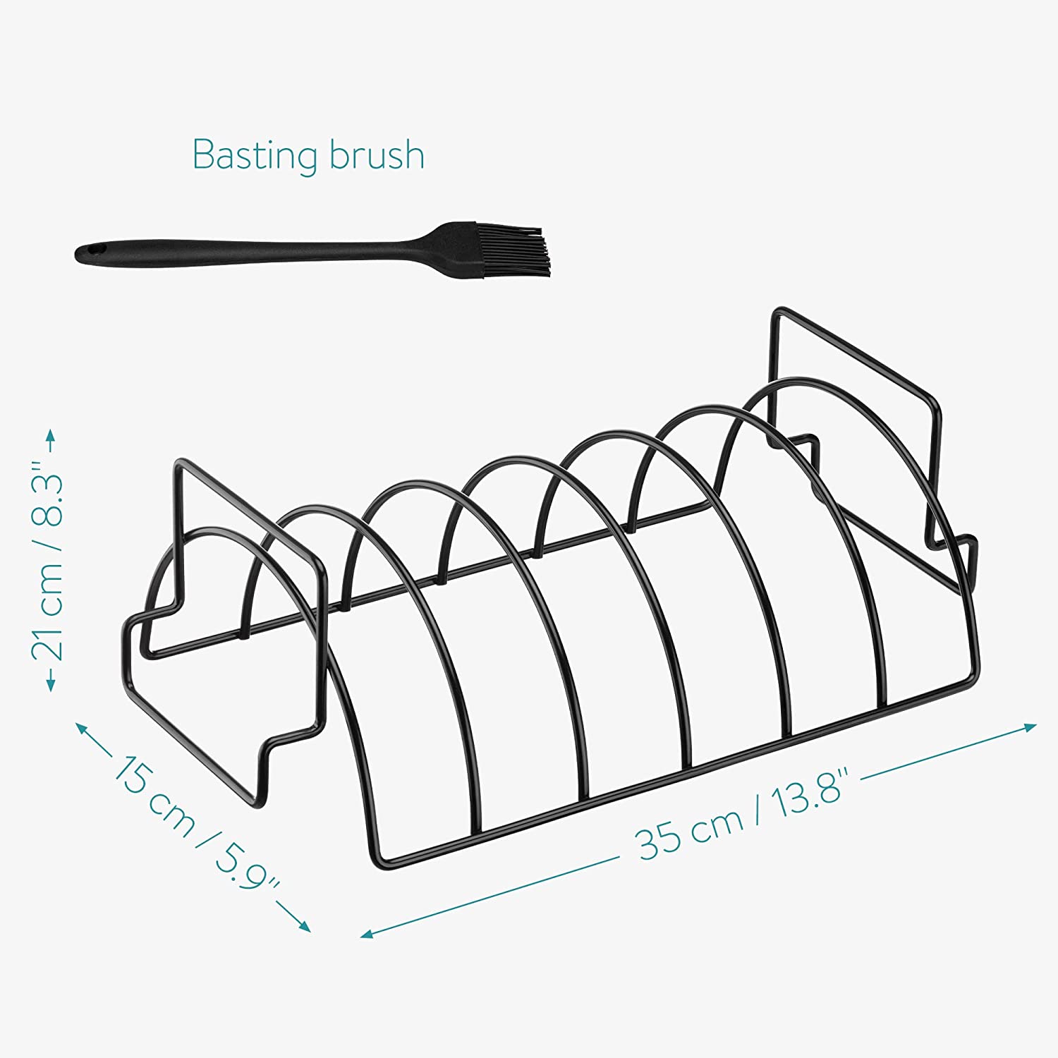 Navaris Αντικολλητικό Μεταλλικό Πλέγμα Ψησίματος με Πινέλο Σιλικόνης - Black - 54518.01