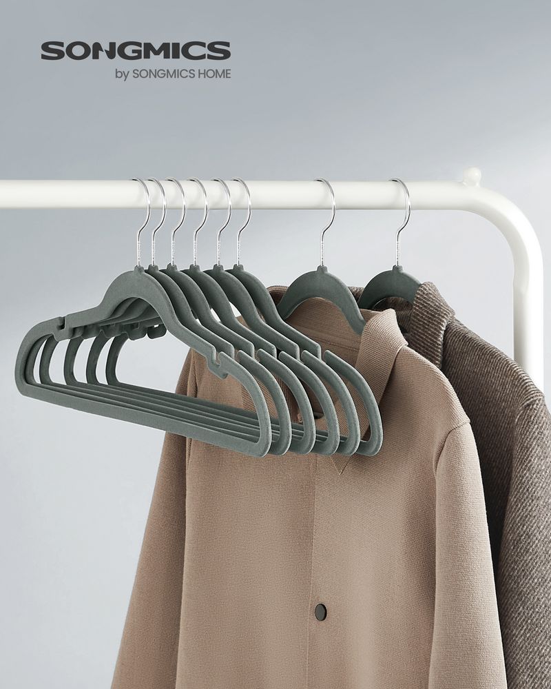 Songmics Σετ με 50 Βελούδινες Κρεμάστρες Ρούχων - Grey - CRF029G05