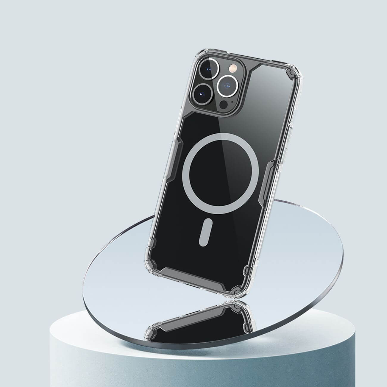 Nillkin iPhone 15 Pro Nature Pro Magnetic - Σκληρή Θήκη με Πλαίσιο Σιλικόνης και MagSafe - Διάφανη / White