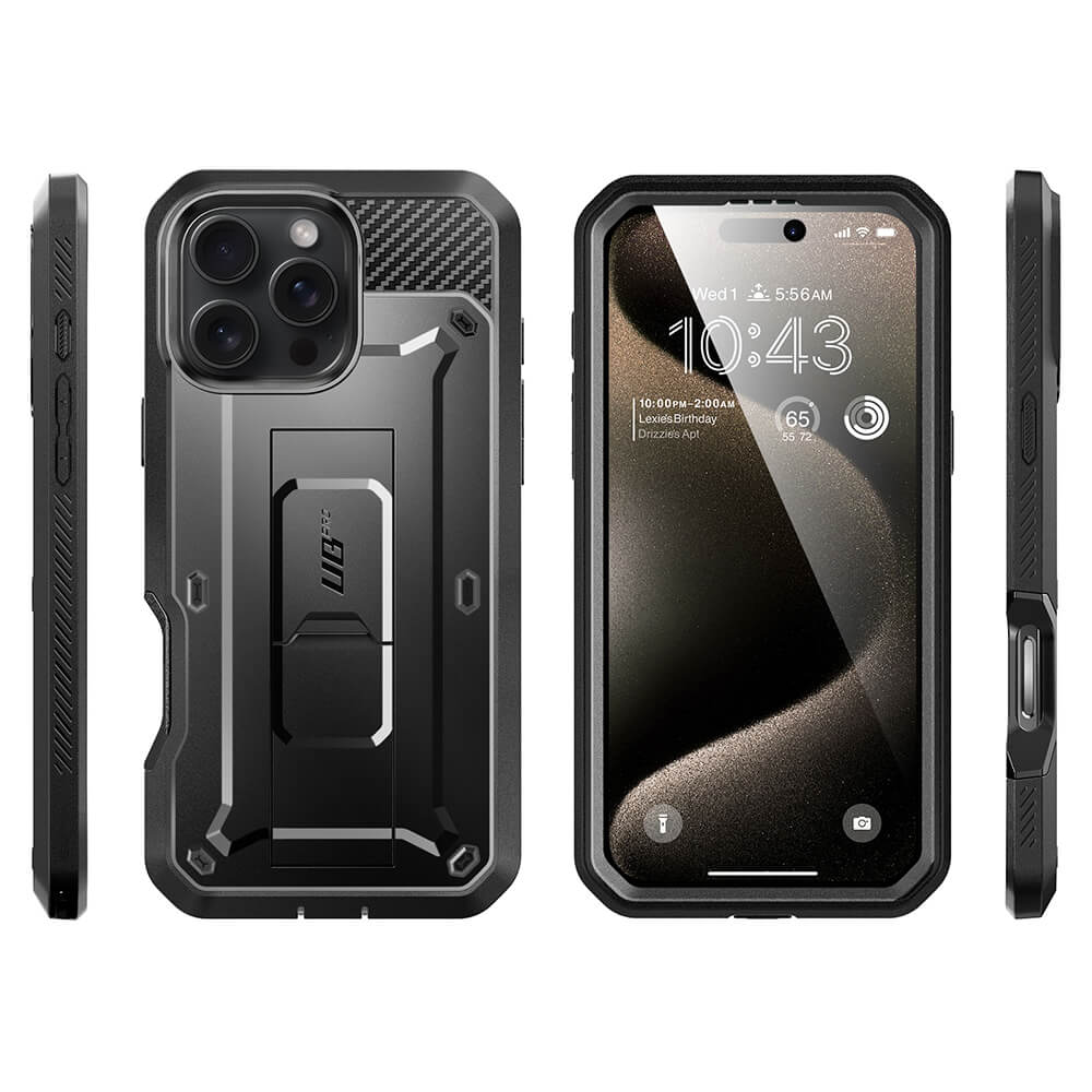 Supcase iPhone 16 Pro Unicorn Beetle Pro Σκληρή Θήκη με Προστασία Οθόνης και Stand - Black