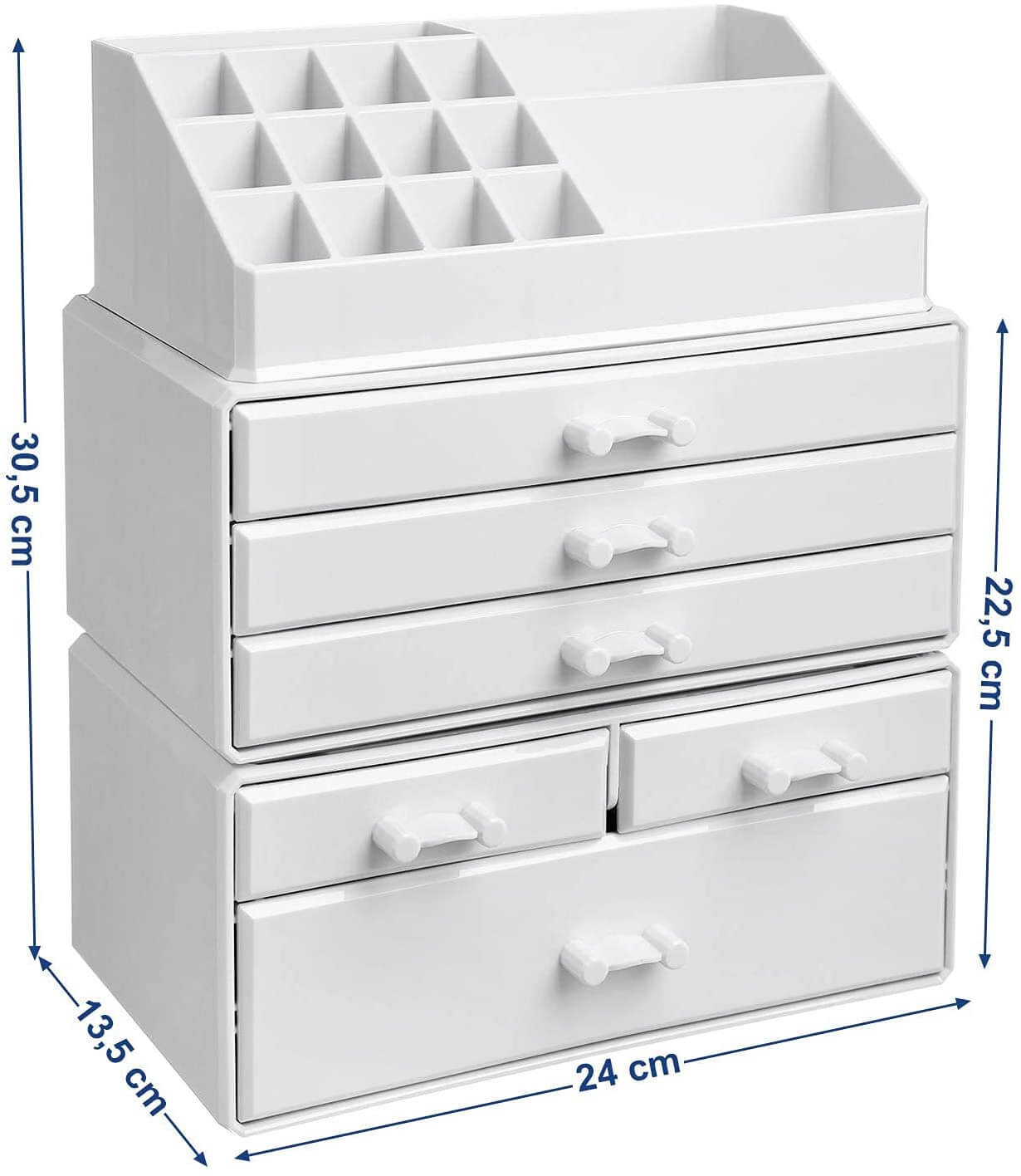 Songmics Ακρυλικός Οργανωτής Καλλυντικών με 6 Συρτάρια - White - JKA009WT