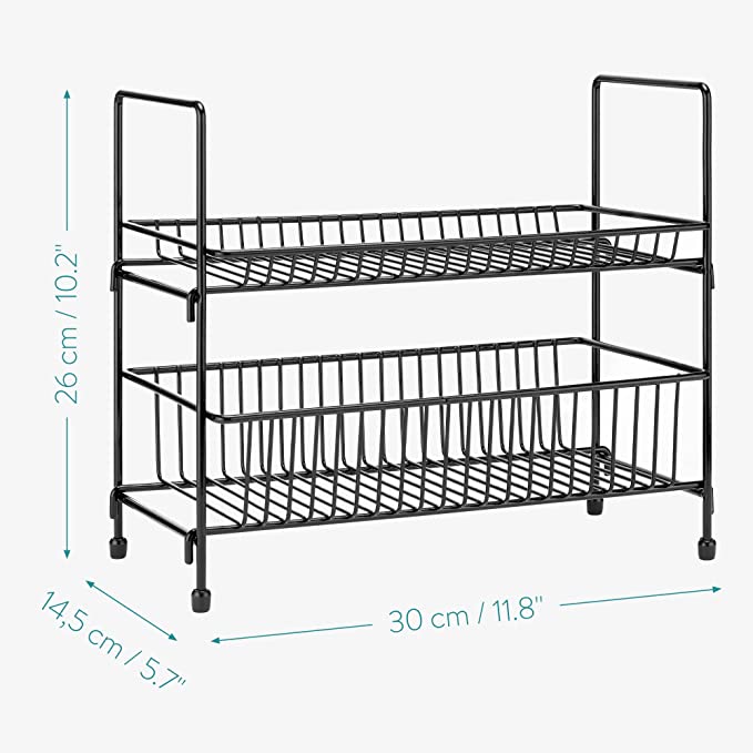 Navaris Μεταλλικό Ράφι Καρυκευμάτων Δύο Επιπέδων - Black - 51113.03