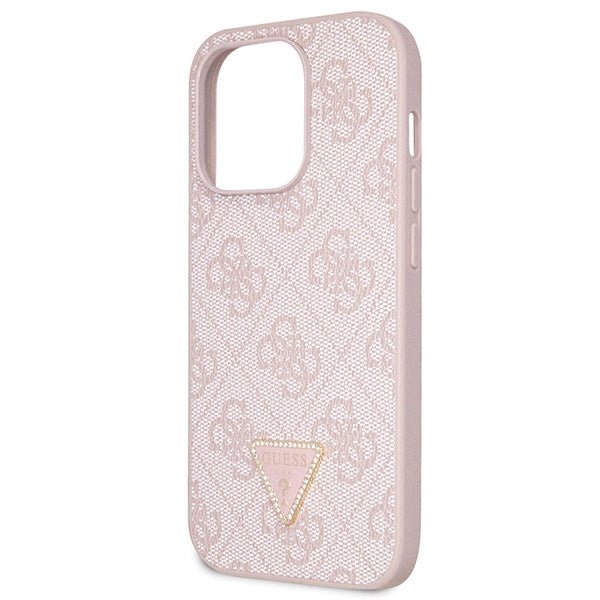 Guess iPhone 15 Pro - Crossbody 4G Metal Logo Θήκη με Επένδυση Συνθετικού Δέρματος και Λουράκι - Pink - GUHCP15LP4TDSCPP