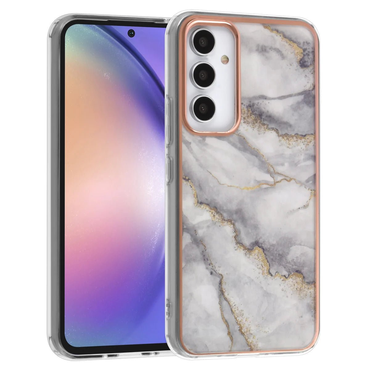 Tuniq Samsung Galaxy A54 5G - Σκληρή Θήκη με Πλαίσιο Σιλικόνης - Σχέδιο Μάρμαρο - Γκρί