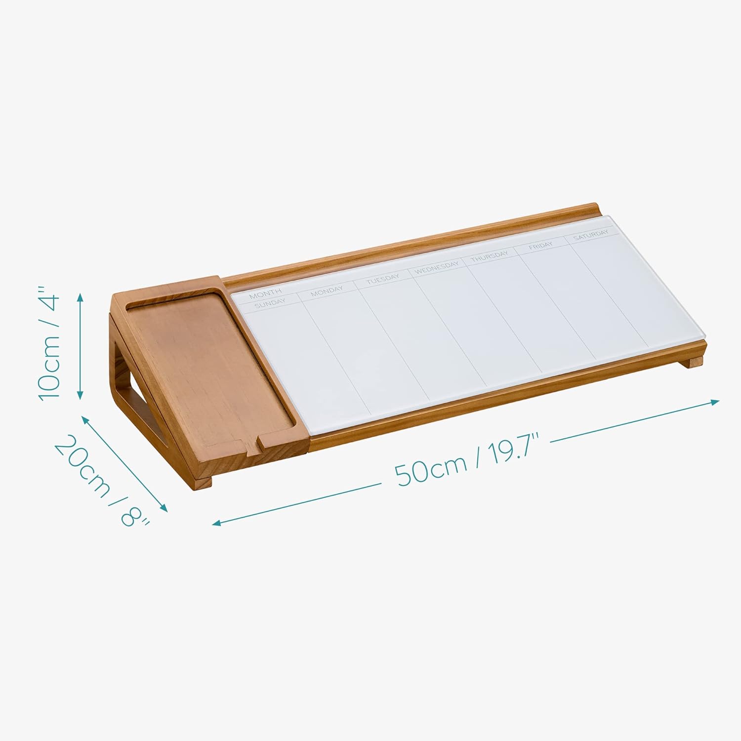 Navaris Επιτραπέζιος Μαγνητικός Γυάλινος Πίνακας Χρονοδιαγράμματος με Ξύλινη Βάση - Brown / White - 55874.02