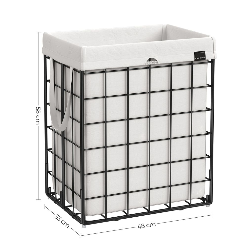 Songmics Καλάθι Απλύτων με Μεταλλικό Πλαίσιο - 90L - Black / White - LCB190W01