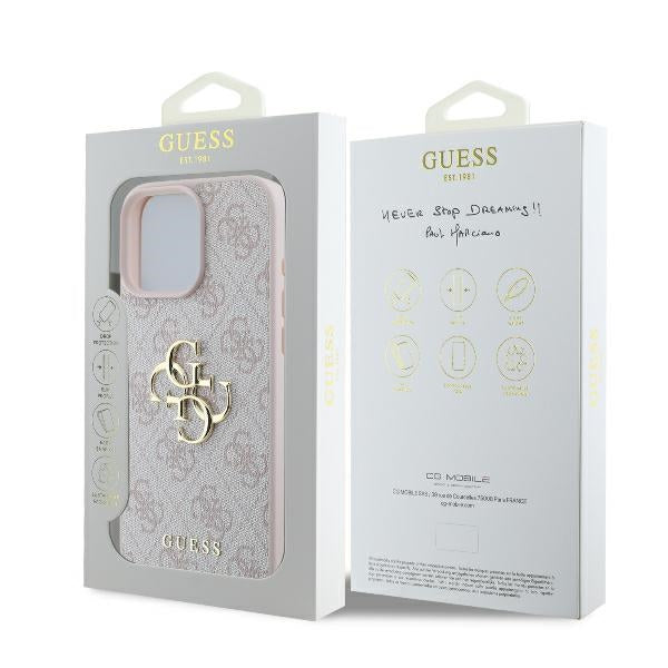 Guess iPhone 16 Pro Max - 4G Big Logo - Θήκη με Επένδυση Συνθετικού Δέρματος - Pink - GUHCP16X4GMGPI