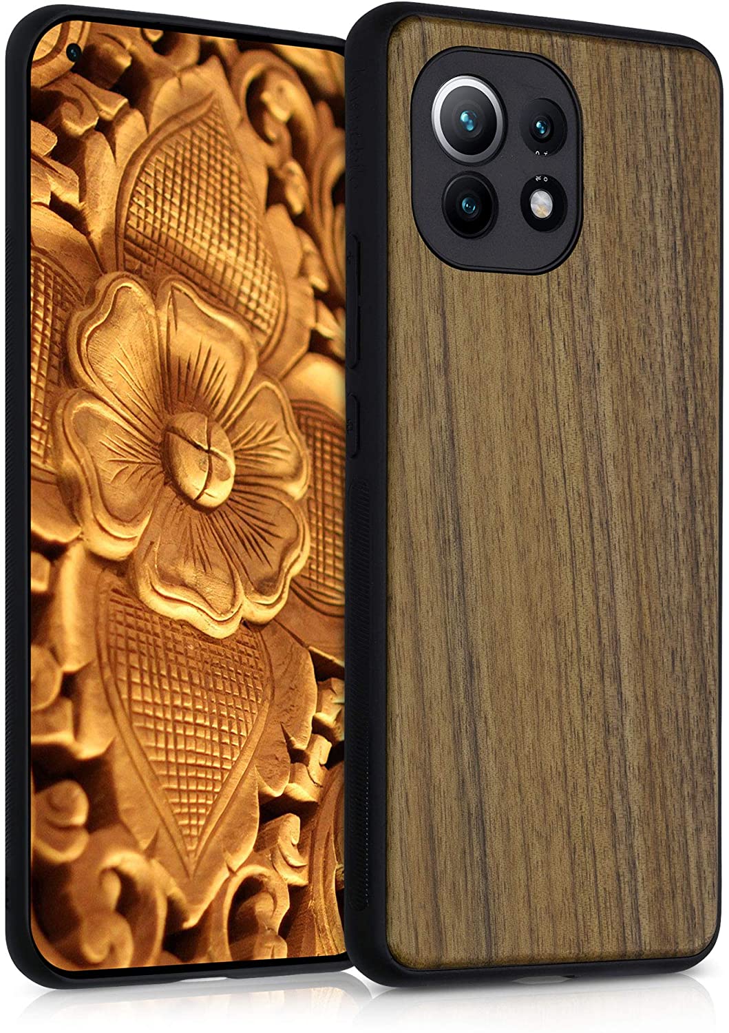 KW Xiaomi Mi 11 Θήκη από Φυσικό Ξύλο - Dark Brown - 54377.18