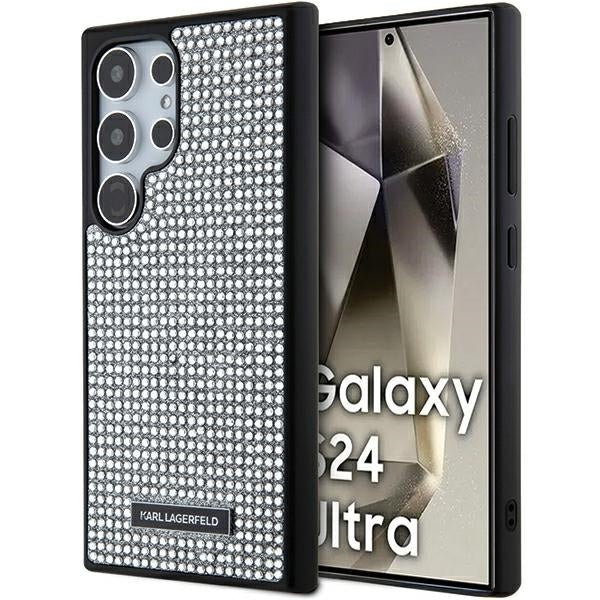 Karl Lagerfeld Samsung Galaxy S24 Ultra - Rhinestone Metal Logo - Σκληρή Θήκη με Πλαίσιο Σιλικόνης - Silver - KLHCS24LHDSPRS