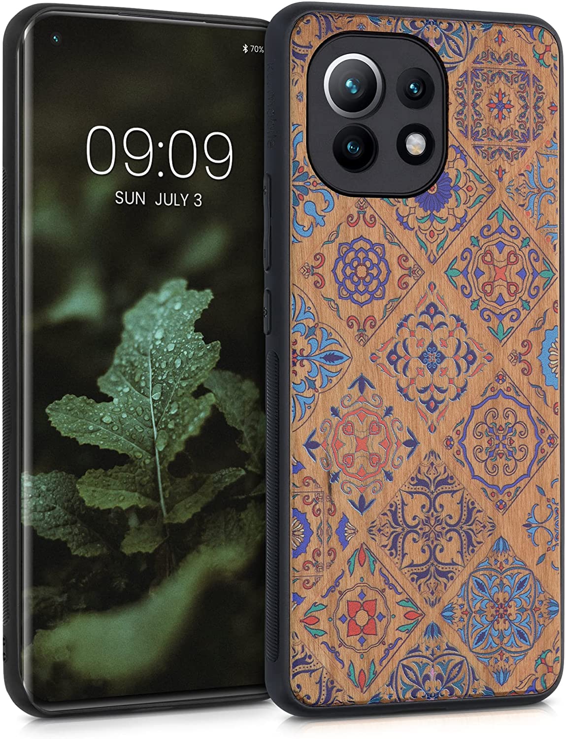 KW Xiaomi Mi 11 Θήκη από Φυσικό Ξύλο - Design Wood Moroccan Tiles - Multicolor / Brown - 54662.04