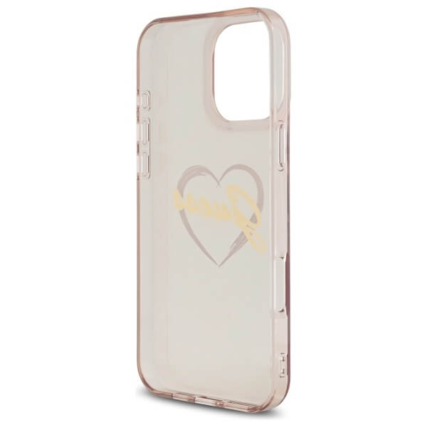 Guess iPhone 16 Pro - IML Heart - Σκληρή Θήκη με Πλαίσιο Σιλικόνης - Pink - GUHCP16LHCHGSPP