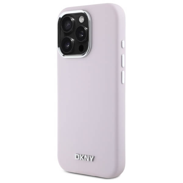 DKNY iPhone 16 Pro Max - Liquid Silicone Small Metal Logo - MagSafe Σκληρή Θήκη με Πλαίσιο Σιλικόνης - Pink