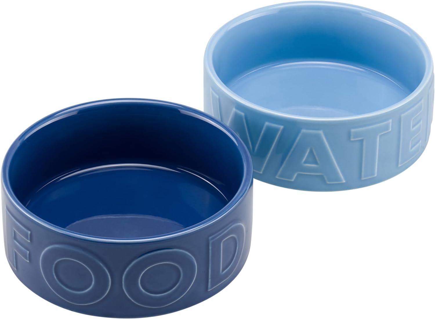 Navaris Σετ με 2 Κεραμικά Μπολ Φαγητού και Νερού για Κατοικίδια - 700ml - Light Blue / Dark Blue - NAV000025VC001C