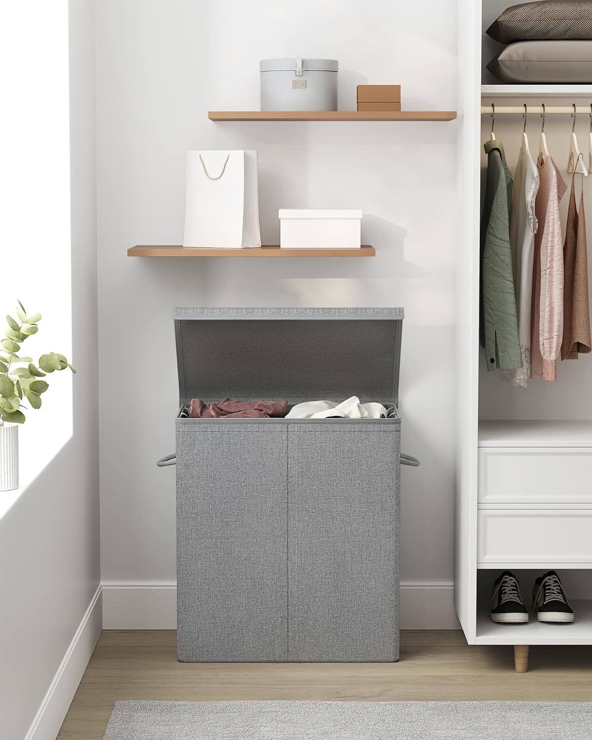 Songmics Υφασμάτινο Καλάθι Απλύτων - 142L - Grey - LCB02G