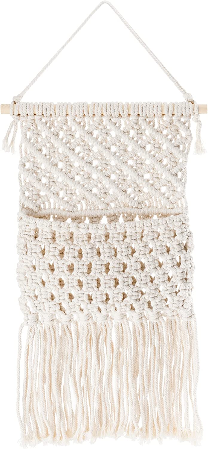 Navaris Κρεμαστό Διακοσμητικό Macrame με Θήκη Αποθήκευσης - 70 x 30 cm - Beige - 56946.01