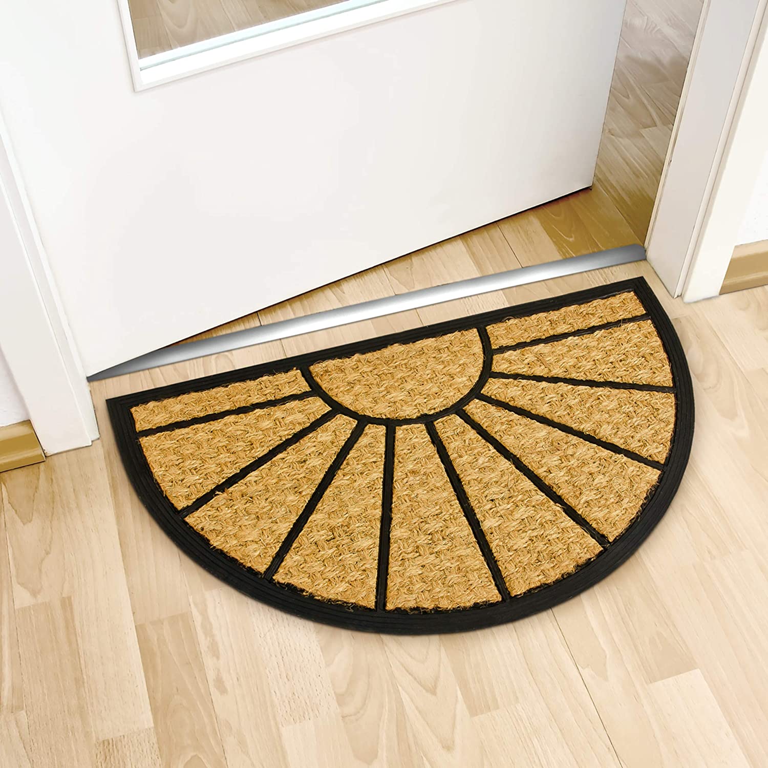 Relaxdays Χαλάκι Πόρτας Coco Fibre Design Semi-Circular - 75 x 45 cm - Natural - 4052025032111