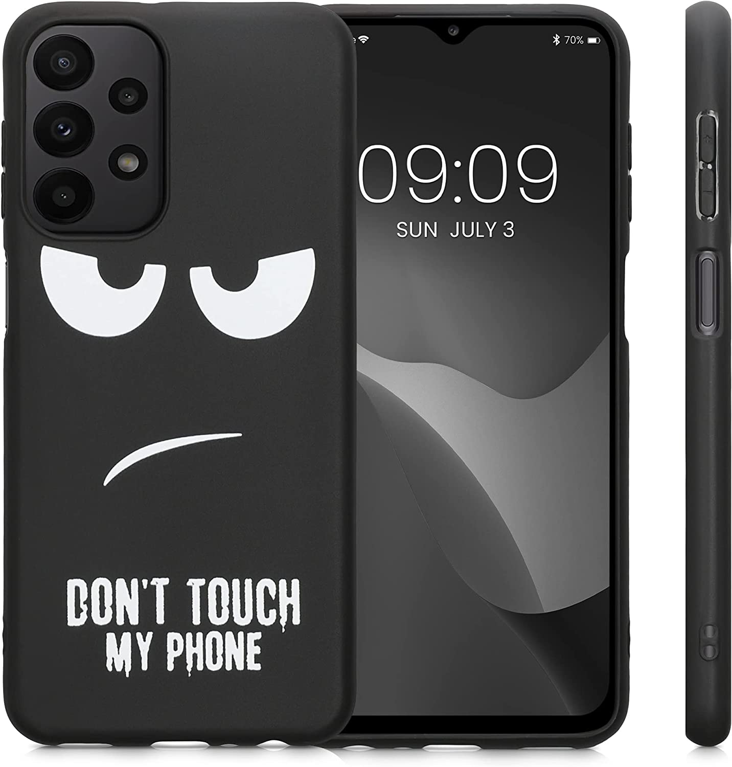 KW Samsung Galaxy A23 5G Θήκη Σιλικόνης Design Don't Touch My Phone - Black / White - 58242.01