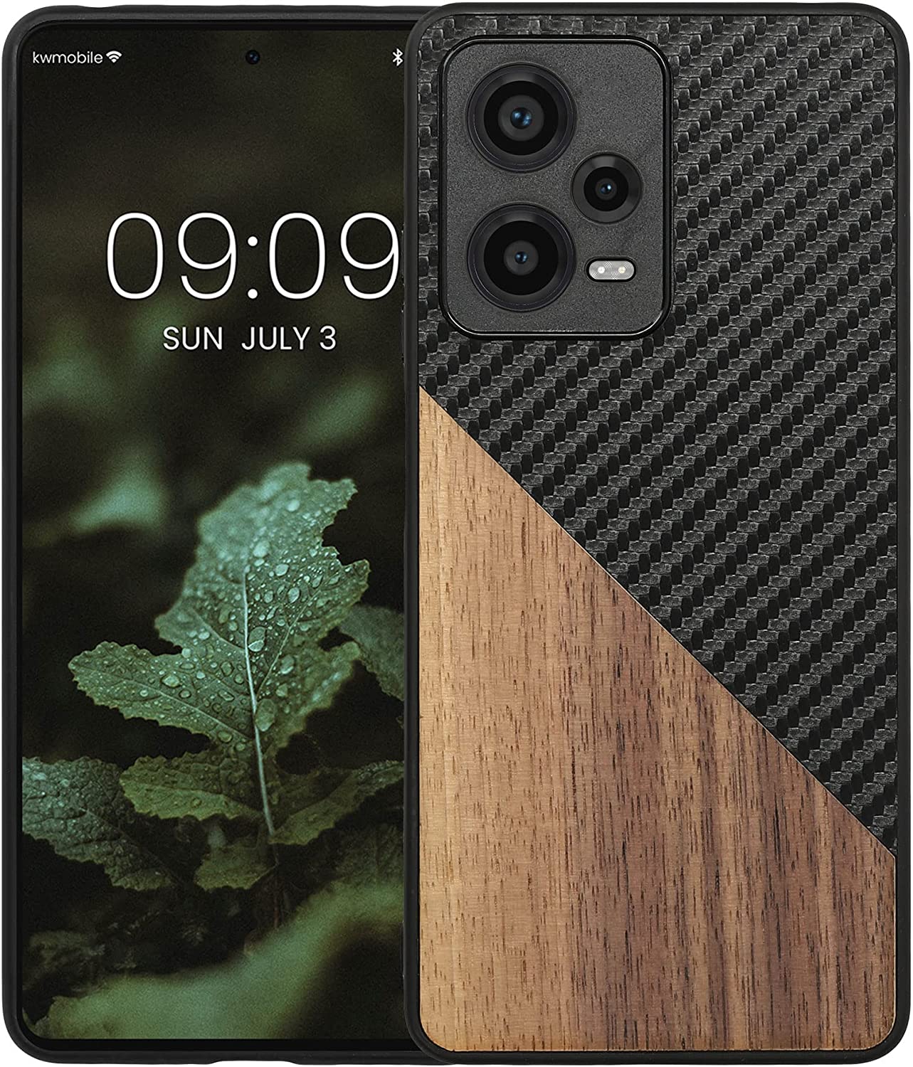 KW Xiaomi Redmi Note 12 Pro Θήκη από Φυσικό Ξύλο και Carbon - Black / Dark Brown - 60703.01