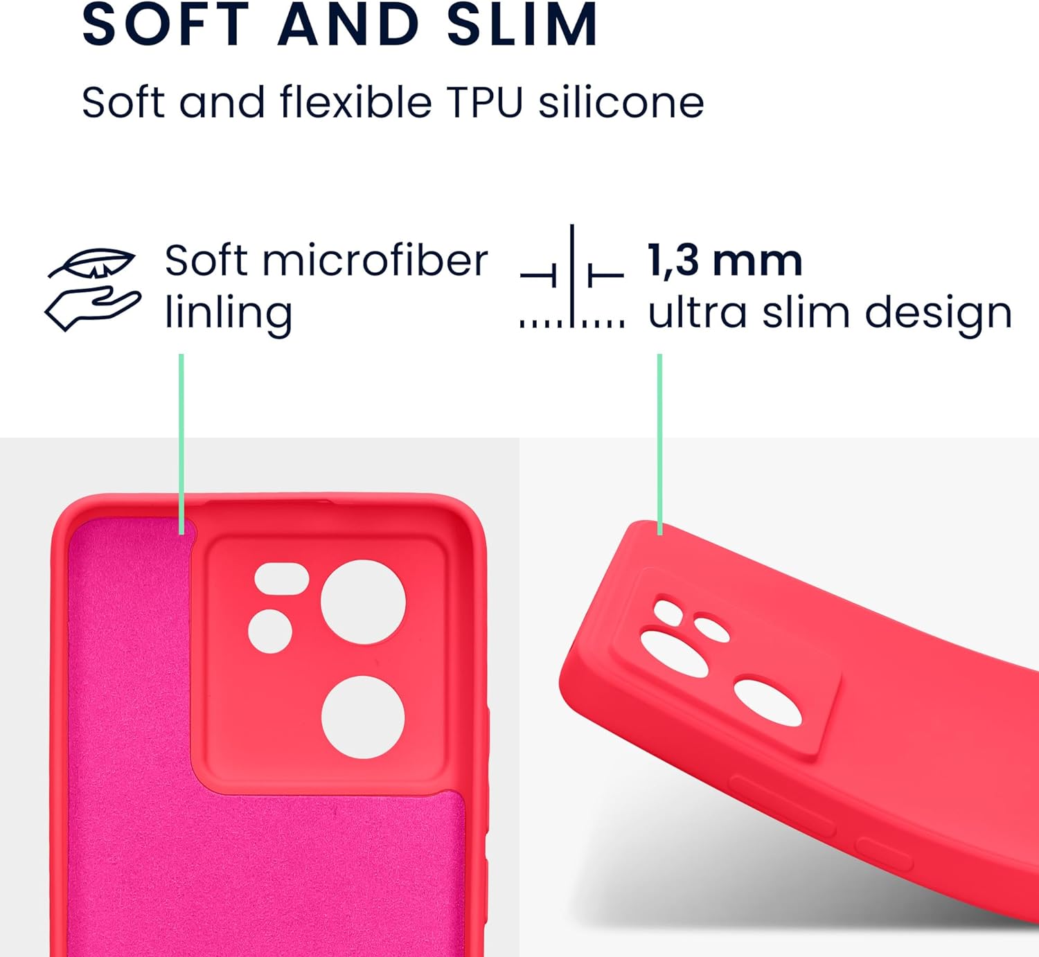 KW Xiaomi 13T / 13T Pro Λεπτή Θήκη Σιλικόνης Rubberized TPU - Neon Pink
