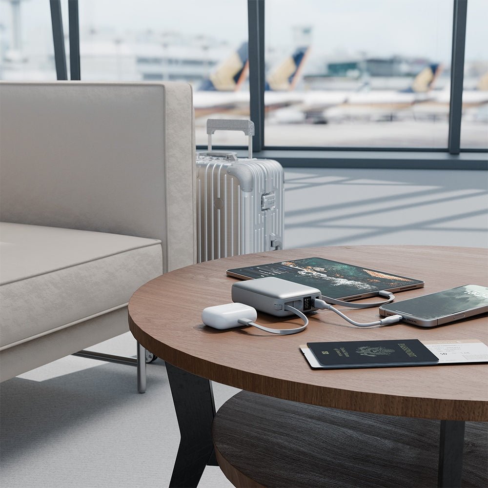 Energea 4in1 PowerBank 20.000mAh με 1 Θύρα USB - C και 1 Θύρα USB και Ενσωματωμένα Καλώδια Lightning και Type - C - Bazic Fusion Mini - Grey