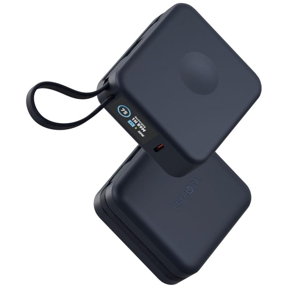 Energea MagPac Mini Plus - Ασύρματο MagSafe PowerBank Κινητού 10000 mAh με 2 Ενσωματωμένα Καλώδια Type - C - Blue