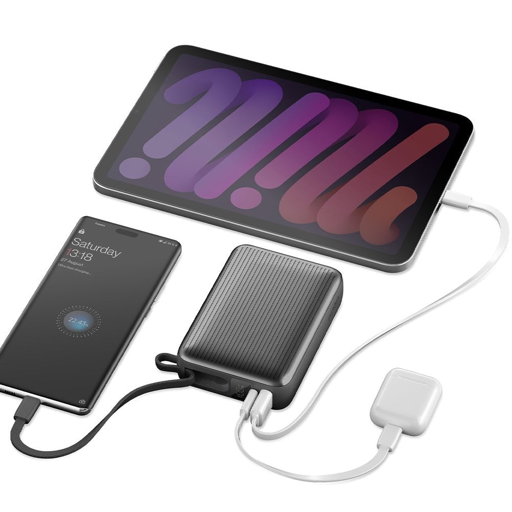 Energea PowerBank 20.000mAh με 1 Θύρα USB - C και 1 Θύρα USB και Ενσωματωμένο Καλώδιο Type - C - Integra Ultra 45 PD45W - Grey