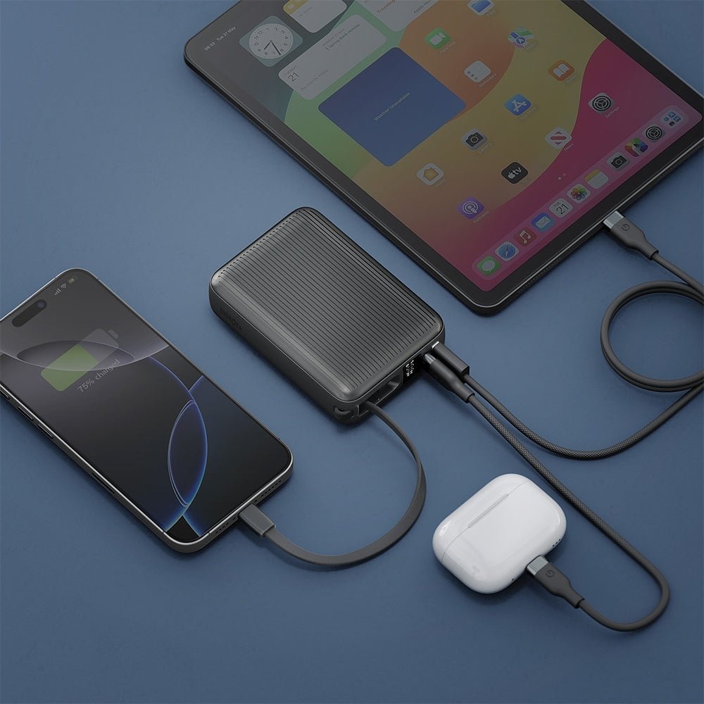 Energea PowerBank 20.000mAh με 1 Θύρα USB - C και 1 Θύρα USB και Ενσωματωμένο Καλώδιο Type - C - Integra Ultra 45 PD45W - Grey